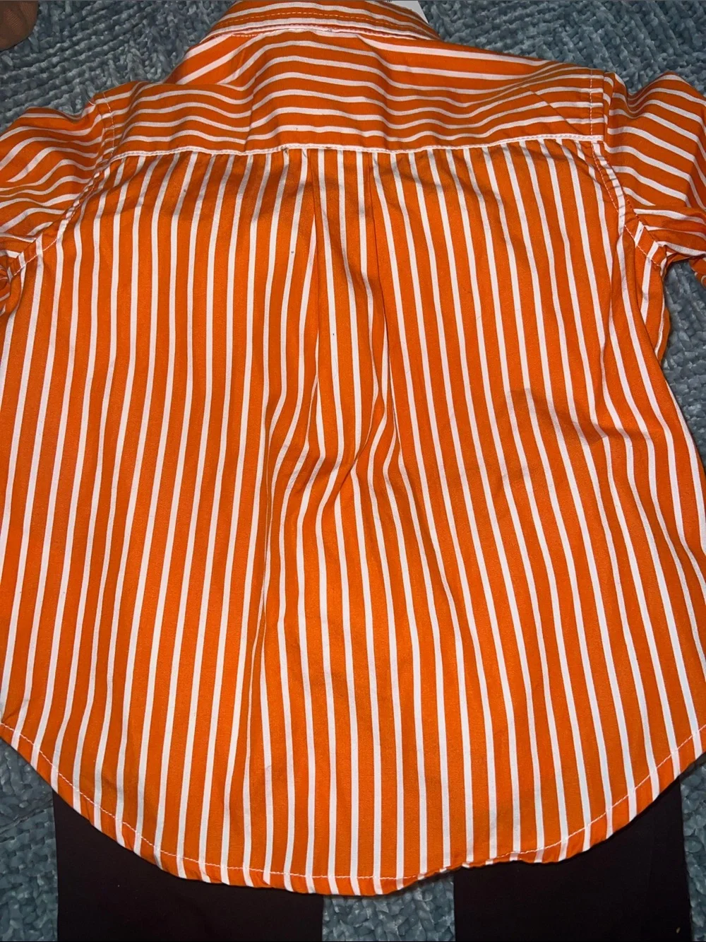 Ralph Lauren Orange & White Striped Button-Down Shirt w/ cat&jack Joggers
